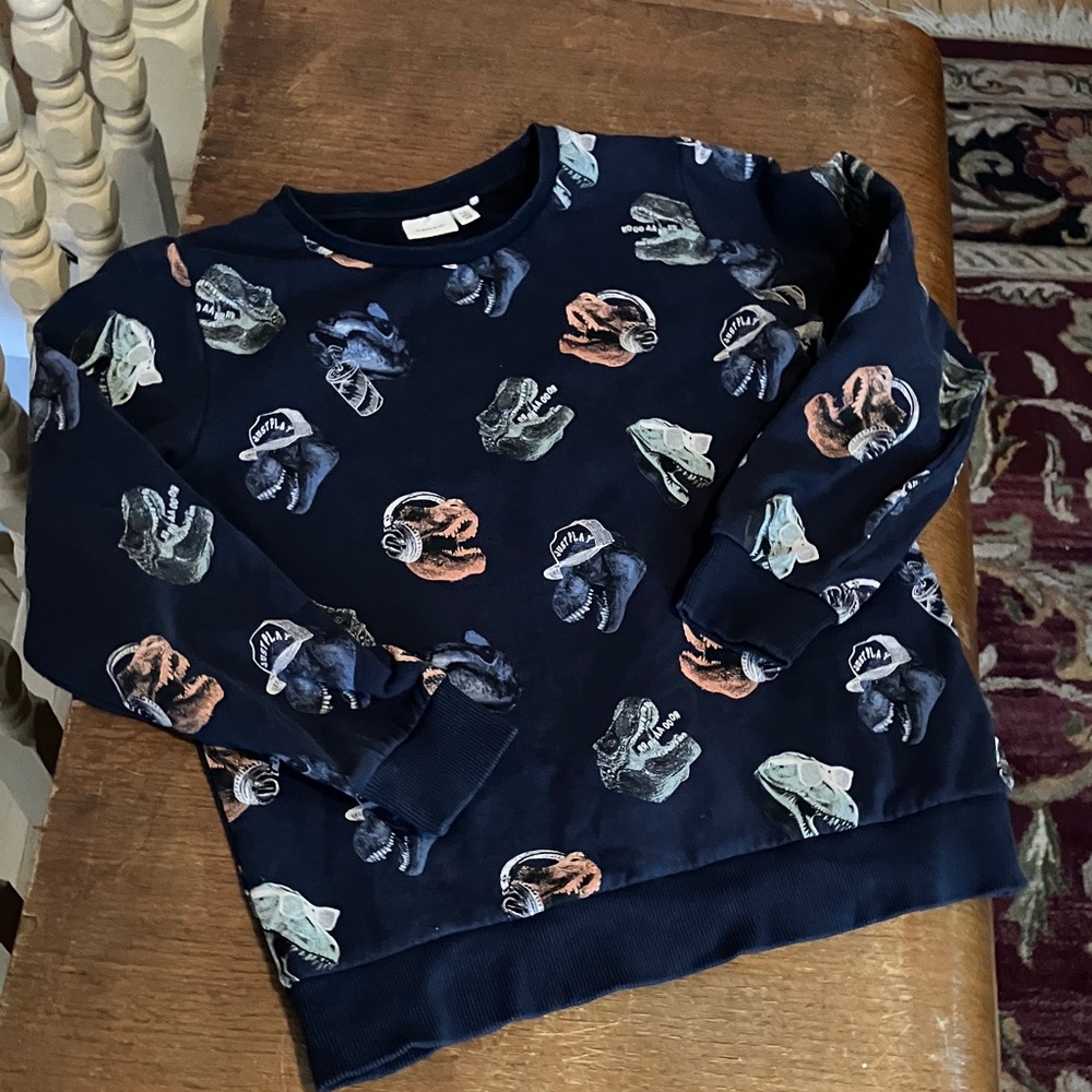 Kids Dinosaur Print Sweatshirt - Navy size 7-8 3/25$